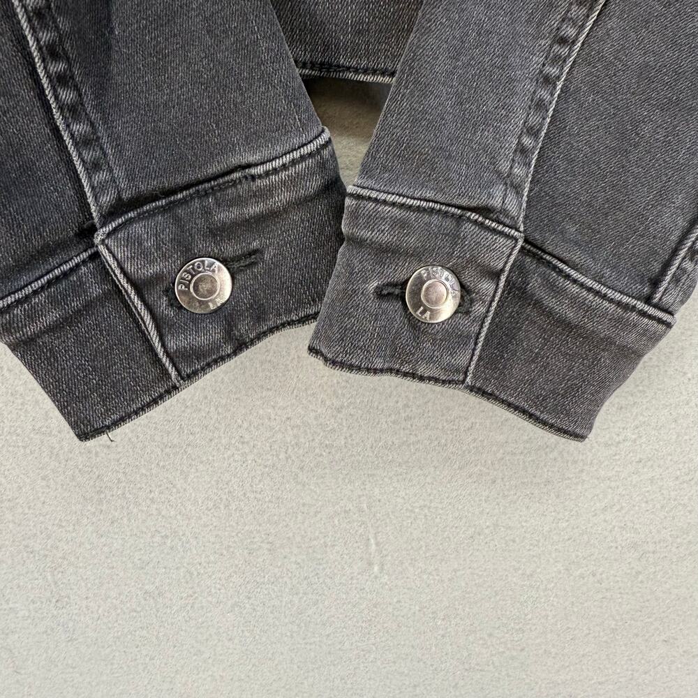 Pistola Denim Jacket Womens Small Black Moto Trucker Jean Jacket Goth NWOT - Picture 7 of 10